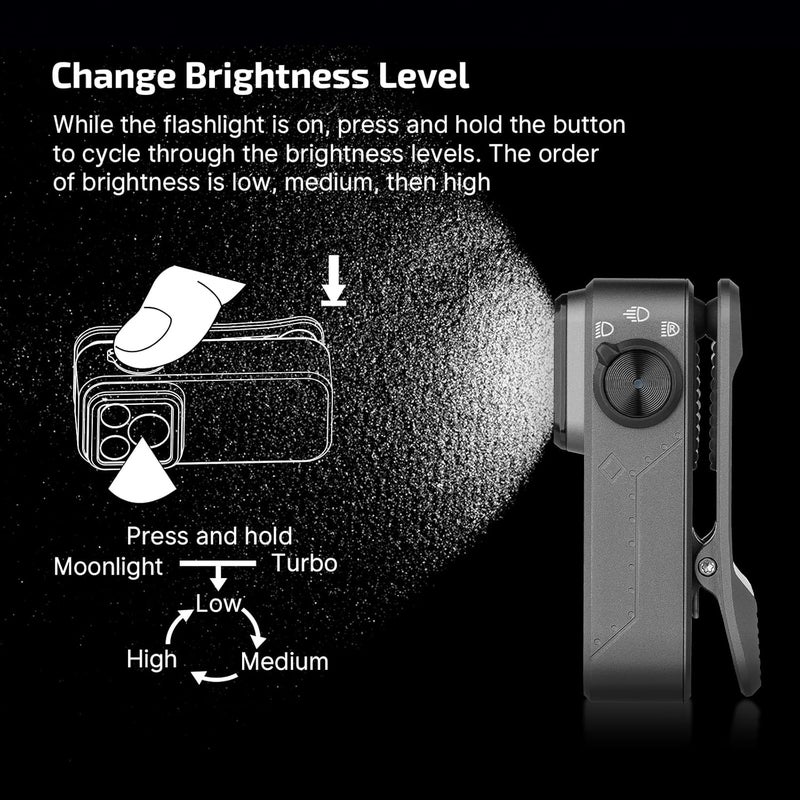 OLIGHT Oclip Pro EDC Flashlight Clip-on Light, Rechargeable 500 Lumens with Three Lighting Solutions Type-C Charging, Magnetic Flash Lights for Outdoor or Indoor Use(Phantom Squadron) - Image 5